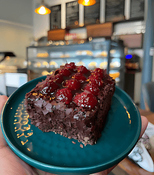 Slice of chocolate latte cake